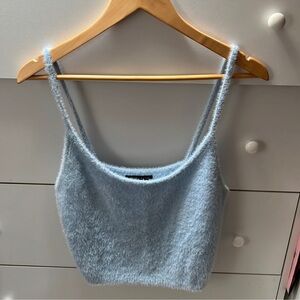 NWOT BABY BLUE KENDALL AND KYLIE FUR TANK TOP